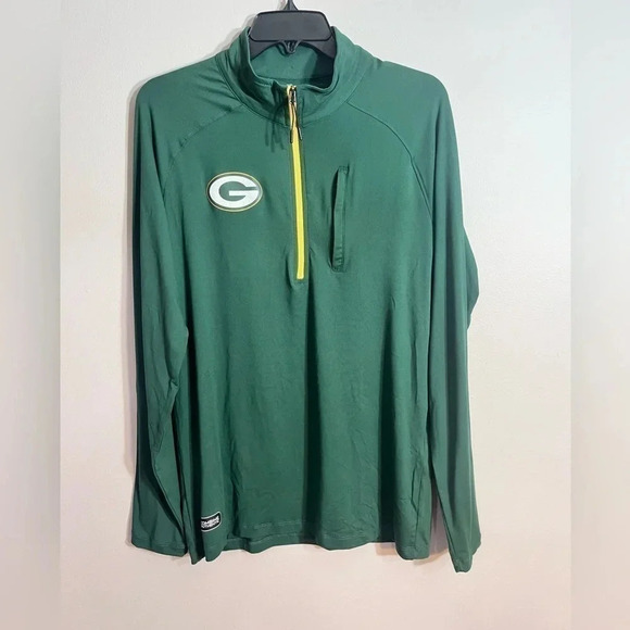 NFL Combine Men's Green Bay Packers Mock Neck Green Quarter-Zip Pullover Size S - Picture 1 of 9